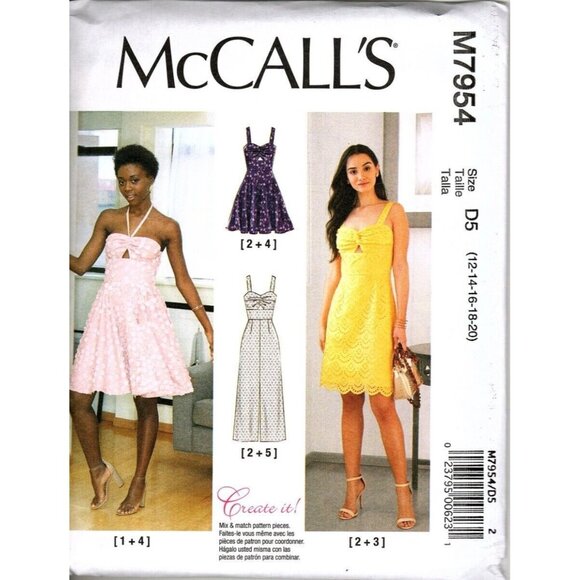 McCalls M7954 Misses 12 to 20 Special Occasion Cocktail Dress Sewing Pattern - Picture 1 of 2